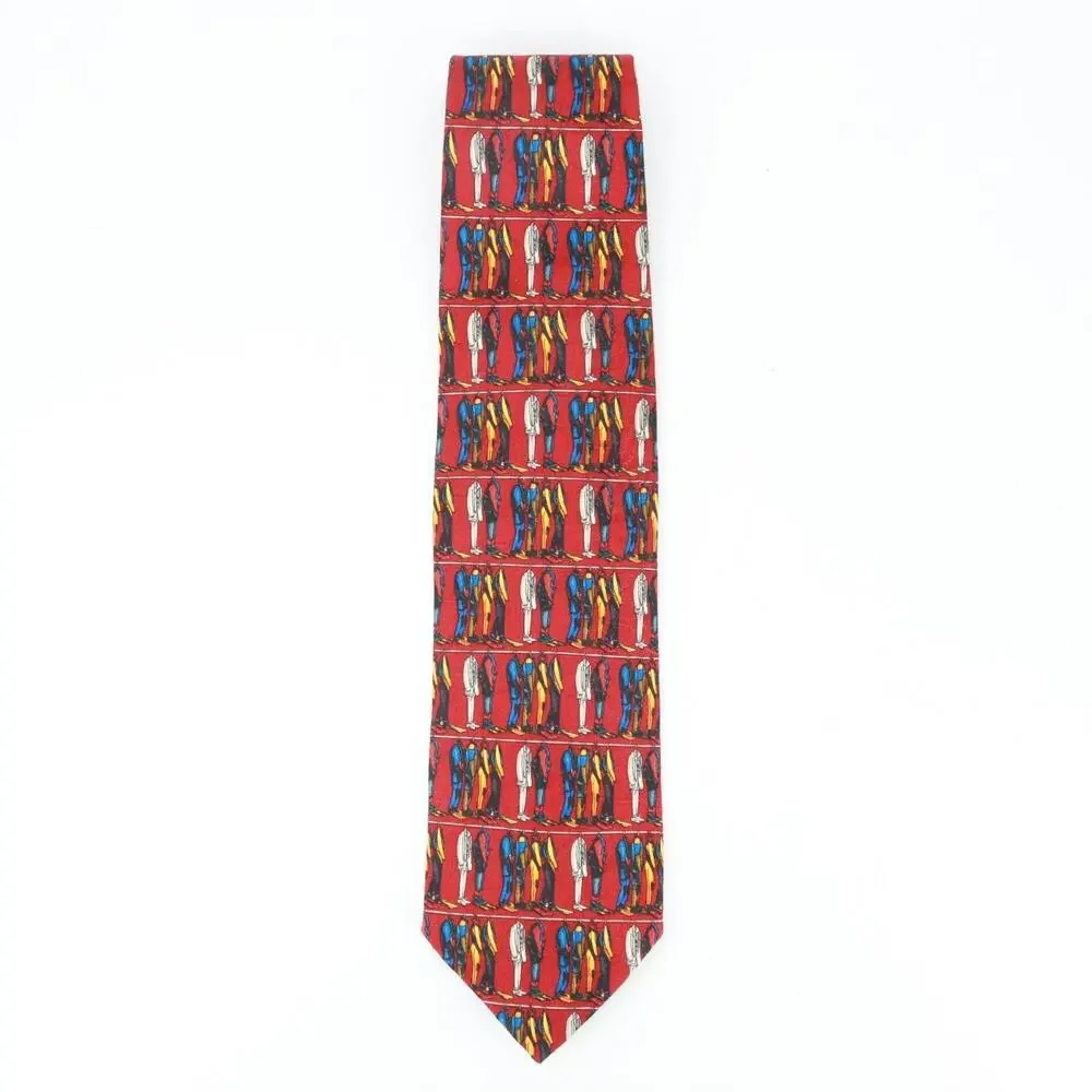 Ermenegildo Zegna Ties Mens Red Silk 60 in Graphic Hanging Suits Wetsuit Flipper